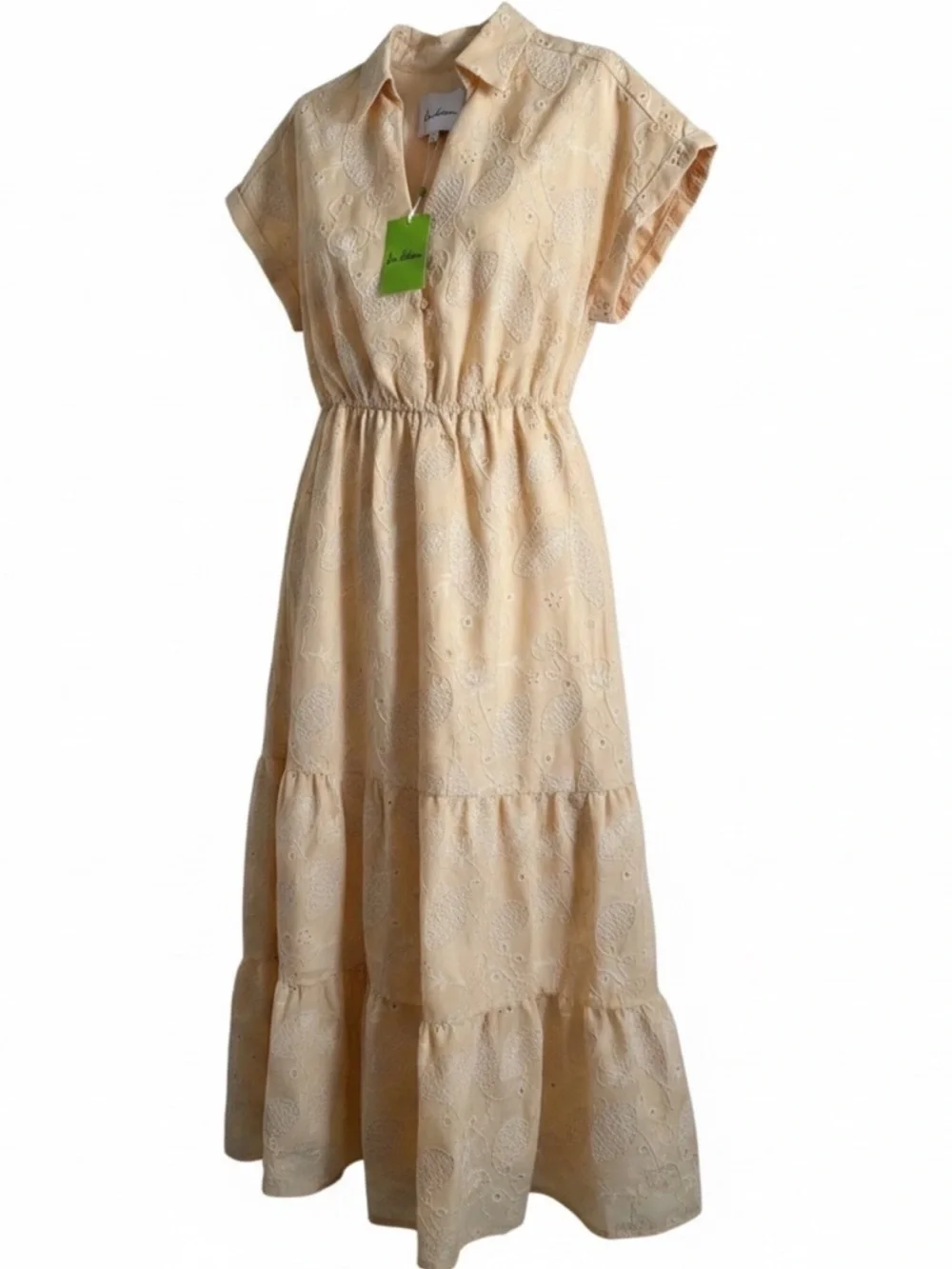 Sam Edelman Cream Embroidered midi dress